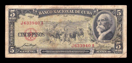 Cuba 5 Pesos Máximo Gómez 1958 Pick 91a BC F - Cuba