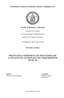 Protocollo Sperimentale Per Stimolare La Plasticità Neuronale Nel Performer Di M - Medecine, Biology, Chemistry