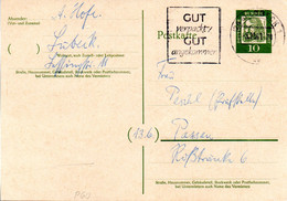 BRD Amtliche Ganzsachen-Postkarte P 60 WSt. "Albrecht Dürer" 10(Pf) Olivgrün, MWSt. 5.11.61 LÜBECK - Cartoline - Usati