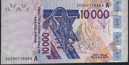 W.A.S. Ivory Coast P118At 10000 Or10.000  Francs (20)20 2020  Signature 44  VF No P.h. - Westafrikanischer Staaten