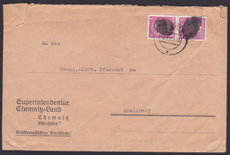 Sächsische Schwärzung Chemnitz 4,  6 Pfg. Hitlerkopf Geschwärzt Fernbrief 8.8.45, SBZ AP 785 III, Superintendentur - Zone Soviétique