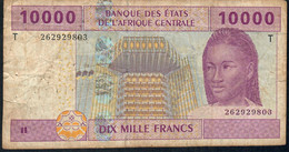 C.A.S.  CONGO  P110Ta 10000 Or 10.000 Francs 2002 Signature 5 Fine Few P.h. - Stati Centrafricani