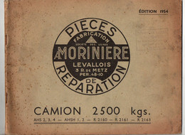 Cahier Pièces De Réparation Camion 2500 Kgs AHS 2 . AHS 3 . AHS 4 . AHSH 1,2 . R 2160,2161,2163 Morinière Levallois 1954 - LKW