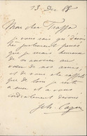 Autographe Jean Cazin Peintre Et Directeur De L'école Des Beaux-Arts Lettre Du 13 12 1888 Pour JJ Frappa - Autres & Non Classés