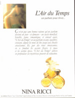 PUB PARFUM   ( L 'AIR DU TEMPS ) De " NINA RICCI " Par  " DAVID HAMILTON " 1986  ( 15 ) - Non Classificati