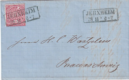 NORDEUTSCHER BUND  1868 LETTRE DE JERXHEIM - Norddeutscher Postbezirk (Confederazione Germ. Del Nord)