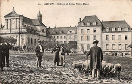 Autun Collège Et église Notre Dame Foire Et Marché Aux Moutons - Fairs