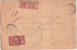 1918 - SECTEUR POSTAL 124 - MERSON PAPIER GC SEUL Sur LETTRE FM RECOMMANDEE => PARIS - 1900-27 Merson