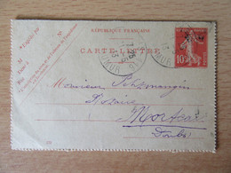 Entier / Carte-lettre Type Semeuse 10c - Paris Vers Morteau - 1913 - Cartes-lettres