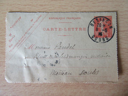 Entier / Carte-lettre Type Semeuse 10c - Besançon Vers Morteau - 1915 - Cartes-lettres