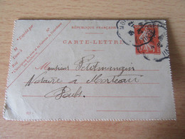 Entier / Carte-lettre Type Semeuse 10c - Lavottes Vers Morteau - Ambulant - 1908 - Cartes-lettres