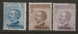 Italy Aegean Patmo 1912 Sc 6-8 Egeo Patmo Sa 5-7 MH* Some Crazed Gum - Ägäis (Patmo)