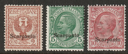 Italy Aegean Scarpanto 1912 Sc 1-3 Egeo Scarpanto Sa 1-3 MH* - Ägäis (Scarpanto)