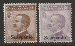 Italy Aegean Scarpanto 1912 Sc 7-8 Egeo Scarpanto Sa 6-7 MH* Some Crazed Gum - Aegean (Scarpanto)