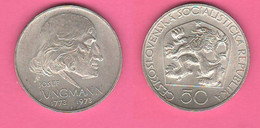 Cecoslovacchia 50 Kronen 1973 Corone Czechoslovakia Tchécoslovaquie Josef Jungmann Silver Coin - Tchécoslovaquie