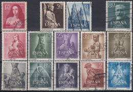 ESPAÑA 1954 EDIFIL Nº 1129/1142 AÑO COMPLETO, USADO 14 SELLOS, - Volledige Jaargang