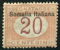 SOMALIA 1909 SEGNATASSE 20 C. * GOMMA ORIGINALE - Somalie