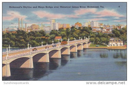 Virginia Richmond's Skyline And Mayo Bridge Over Historical James River 1960 - Richmond