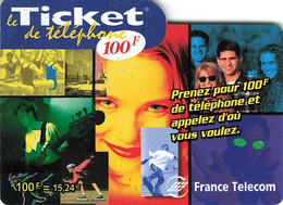 Carte Prépayée France Telecom Ticket De Téléphone 100 Francs Carte Téléphonique 31/12/2000 - Tickets FT