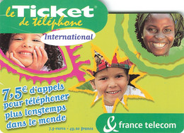 Carte Prépayée France Telecom Ticket De Téléphone International 7,5€ Carte Téléphonique 30/06/2004 - FT