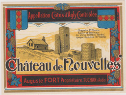 Belle étiquette Ancienne Aude TUCHAN Chateau De Nouvelles Cotes D'Agly  12 X 9 CM - Vin De Pays D'Oc
