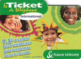 Carte Prépayée France Telecom Ticket De Téléphone International 7.5€ Carte Téléphonique 30/04/2004 - Billetes FT