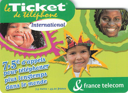 Carte Prépayée France Telecom Ticket De Téléphone International 7.5€ Carte Téléphonique 30/11/2004 - FT Tickets