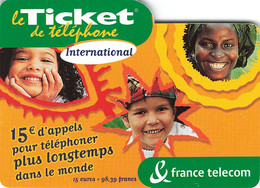 Carte Prépayée France Telecom Ticket De Téléphone International 15€ Carte Téléphonique 31/03/2004 - Billetes FT