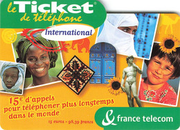 Carte Prépayée France Telecom Ticket De Téléphone International 15€ Carte Téléphonique 31/08/2004 - Billetes FT