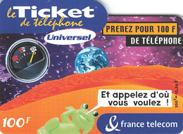 Carte Prépayée France Telecom Ticket De Téléphone Universel 100 Francs Carte Téléphonique 31/01/2003 - FT