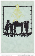 Silhouette Postcard Star Shining On Children And Manger - Silhouettes