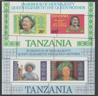 Tanzania 1985 Queen Mother The Two M/sheets Se-tenat From Uncut Archive Sheet Showing Various Misplaced Perforation Stri - Swaziland (1968-...)