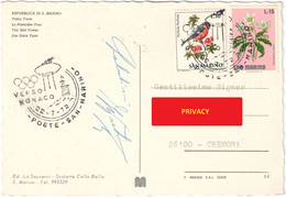 REPUBBLICA SAN MARINO CARTOLINA CON ANNULLO 'VERSO MONACO' 22.7.1972 - SASSONE 860 / 842 - Storia Postale