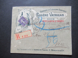 Frankreich 1915 Recommandee / Einschreiben Dekorativer Firmenbrief Fabrique Liqueurs Eugene Vatrican Nizza Jamaica Rum - Lettres & Documents