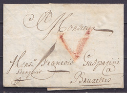 L. Datée 3 Janvier 1700 De OOSTENDE Pour Banquier à BRUXELLES - Port "V" Au Crayon Rouge (au Dos: Marque De Messager "Ib - 1621-1713 (Spaanse Nederlanden)