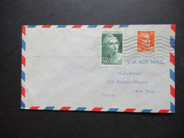 Frankreich 1946 Marianne Großformat Nr.703 MiF Via Air Mail Luftpost Brief In Die USA Nach New York - Cartas & Documentos