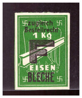 Dt- Reich (022197) Bezugsmarke 1 Kg Eisen Grün Mit Überstempelung Zugleich Bestellrecht Für Eisenbleche Ohne Gummierung - Cartas