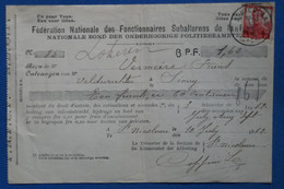 AB17 BELGIQUE  FEDERATION FONCTIONAIRES LETTRE   1912    + AFFRANCHISSEMENT PLAISANT - Briefe U. Dokumente