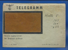 Enveloppe Telegramm Avec Aigle Et Croix WW2 - 1939-45