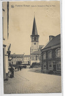 - 1834 -   FONTAINE-l'EVEQUE    Eglise St. Christophe Et Place Du Preau - Fontaine-l'Evêque