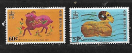 HONG KONG 1991 YEAR OF THE RAM PAIR - Used Stamps