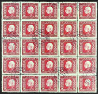 1912-14 3k Carmine On Green, Michel 82 (SG 380), Superb Used BLOCK OF 25 (5 X 5). Great Display Item (1 Block = 25 Stamp - Bosnie-Herzegovine