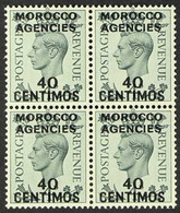 SPANISH 1937-52 40c On 4d Grey-green, SG 169, BLOCK OF FOUR Never Hinged Mint (4 Stamps) For More Images, Please Visit H - Autres & Non Classés