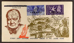 TANGIER 1946 (11 Jun) Illustrated First Day Cover Bearing Overprinted GB 2½d And 3d Victory Stamps Tied With 'TANGIER BR - Autres & Non Classés