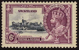 1935 6d Slate And Purple Silver Jubilee, Extra Flagstaff Variety, SG 24a, Fine Mint. For More Images, Please Visit Http: - Swaziland (...-1967)