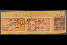 1921 Airpost Set Complete, SG 78/80, Fine Used On Piece With Halep 5-10-21 Cancels. Royal Certificate. For More Images,  - Syrie