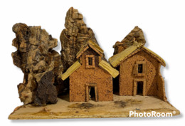 I100374 Presepe - Casette In Legno Sughero E Cartone - 25x15 Cm - Christmas Cribs