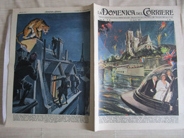 # DOMENICA DEL CORRIERE N 16 -1957 REGINA ELISABETTA A PARIGI / BELVA SUI TETTI - Primeras Ediciones