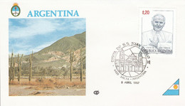 ARGENTINE FDC 1987 VISITE PAPE JEAN PAUL A SALTA - Lettres & Documents