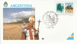 ARGENTINE FDC 1987 VISITE PAPE JEAN PAUL A TUCUMAN - Briefe U. Dokumente